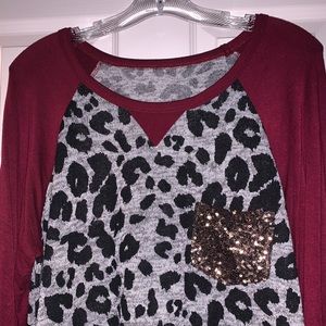 leopard print/sequin sweater